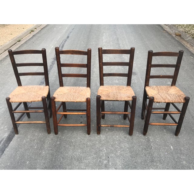 Rustic Chairs with Straw Seats, 1950, Set of 4 For Sale - Image 14 of 14
