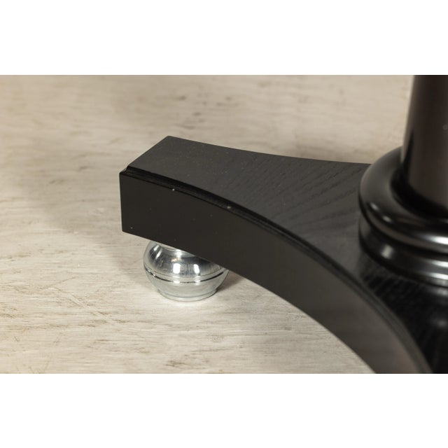 Mid-Century Modern Black Marble Top Gueridon Tables with Silver Metal Ball Feet - A Pair For Sale - Image 3 of 12