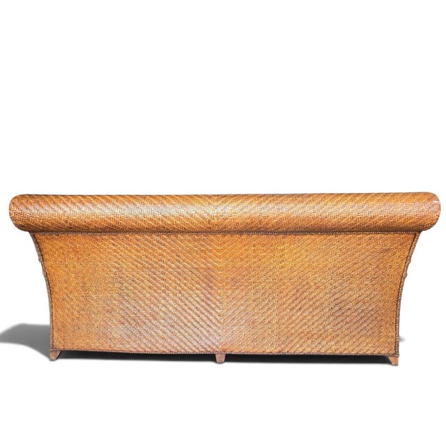 Traditional Henry Link Coastal Woven Rattan Sofa For Sale - Image 3 of 7
