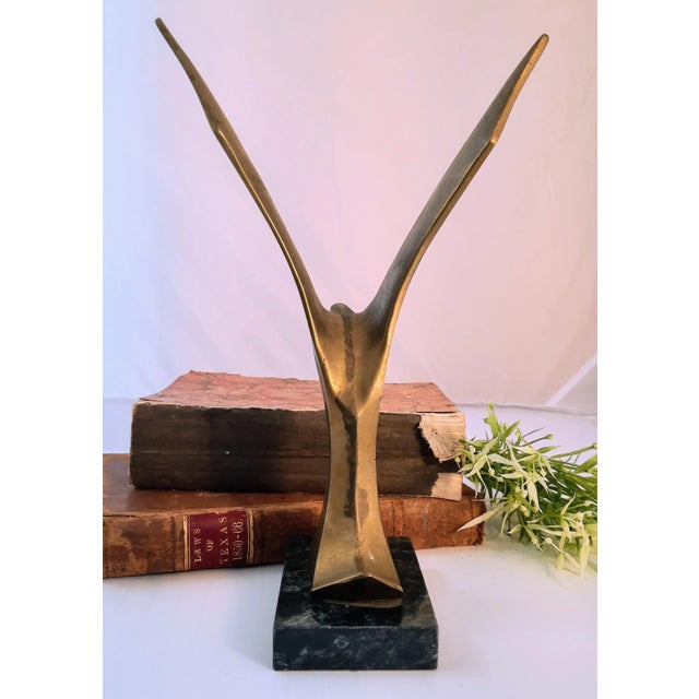 Mid 20th Century Vintage Brass Brutalist Abstract Mid Century Bird Sculpture For Sale - Image 5 of 11