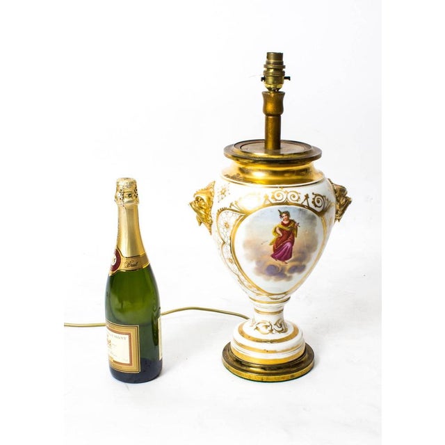 19th Century French Hand-Painted & Gilt Porcelain Table Lamp For Sale - Image 10 of 11