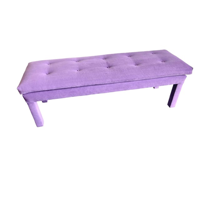 1980s Vintage Purple Upholstered Parsons Bench For Sale - Image 4 of 12
