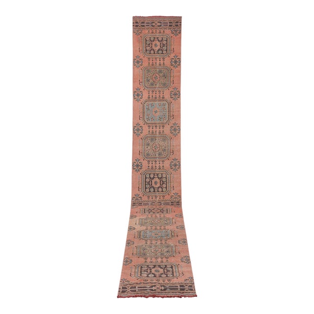 Turkish Oushak Extra Long and Wide Runner - Stair Tread 2'7'' X 21'4'' For Sale