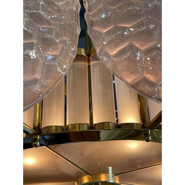 Early 21st Century Italian Pink Murano Glass and Brass Chandelier For Sale - Image 5 of 8