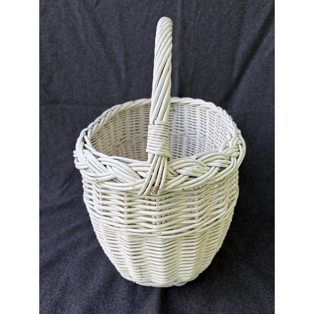 Antique Painted Gathering Willow Basket With Top Handle For Sale - Image 4 of 18