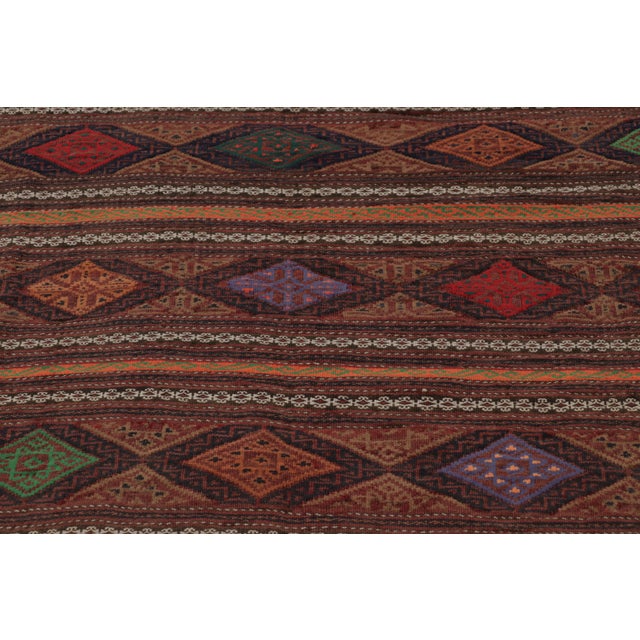Rug & Kilim Vintage Persian Soumak Kilim, Earth Tones With Diamond Motifs - Rug & Kilim For Sale - Image 4 of 8
