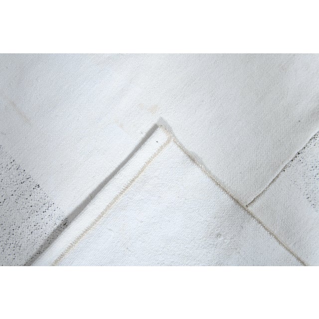 1970s Vintage Handmade Wool Cotton White Runner Rug For Sale - Image 11 of 11