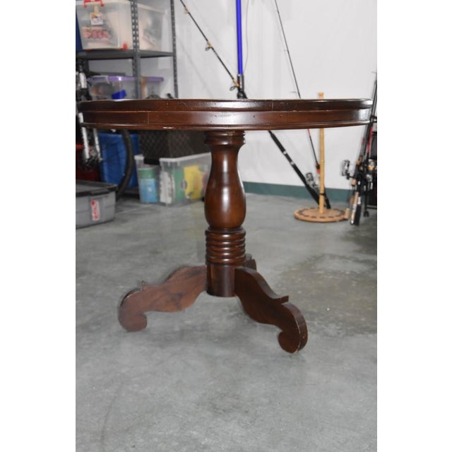 Vintage Round Pedestal Table – Solid Wood For Sale - Image 4 of 4