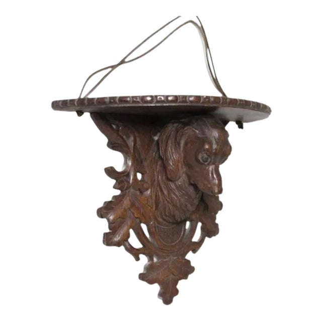Antique Black Forest King Charles Spaniel Wall Shelf For Sale