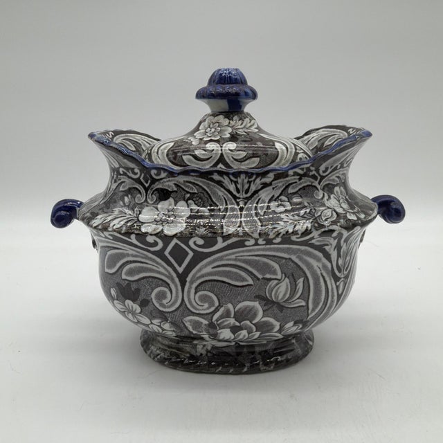 Antique Salopian-Type Black Transferware Covered Sugar Bowl, Staffordshire, Circa 1820s For Sale - Image 18 of 18