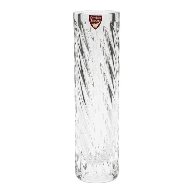 Orrefors Sweden Crystal Swirl Bud Vase For Sale