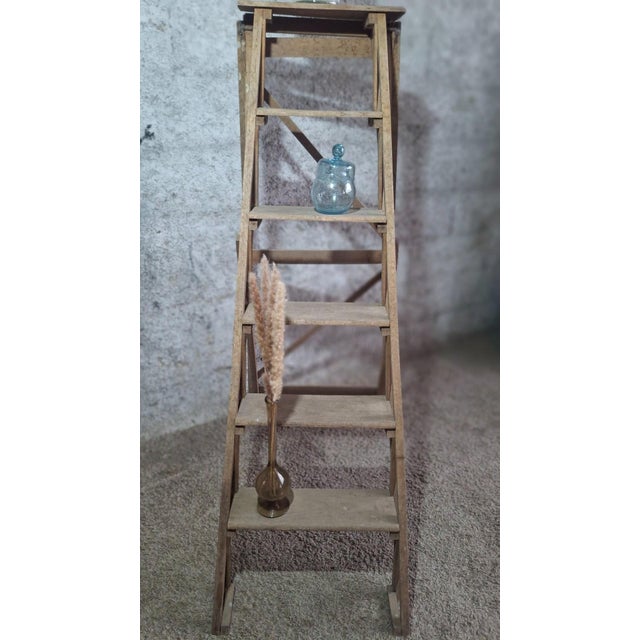 19th Century Vintage Industrial Wooden Stepladder from Manufrance, 1890s For Sale - Image 5 of 8