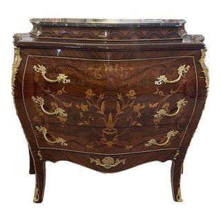 1990s French Louis XV Style Marquetry Commode For Sale