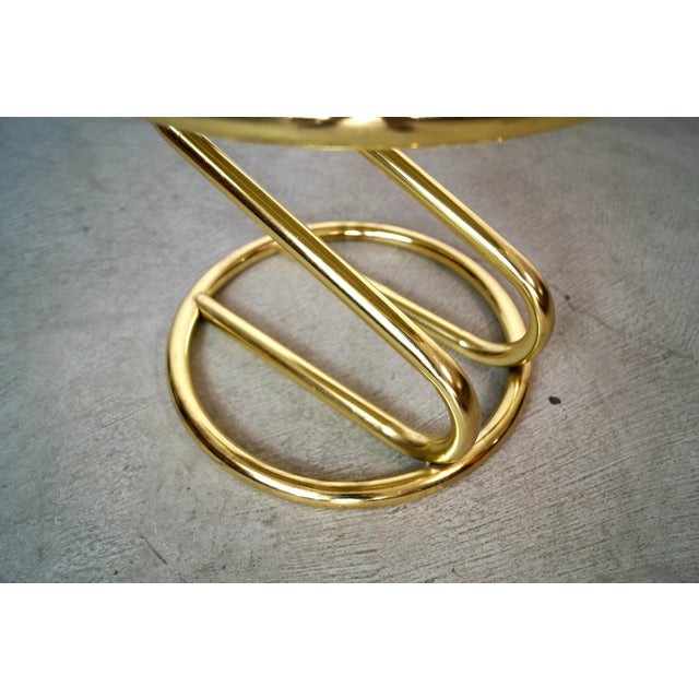 1980’s Art Deco Hollywood Regency Brass & Velvet Vanity Stool For Sale - Image 11 of 12