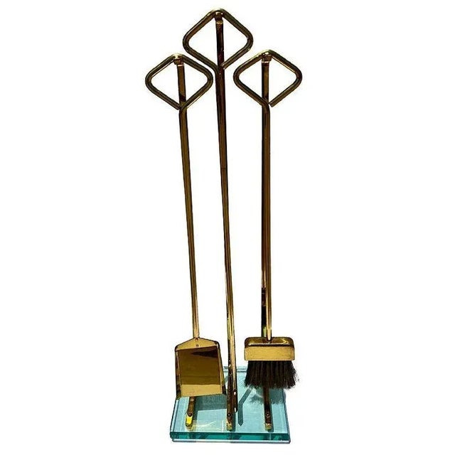 Mid-Century Modern 1970s Italian Modernist Brass and Glass Fireplace by Fontana Arte For Sale - Image 3 of 5