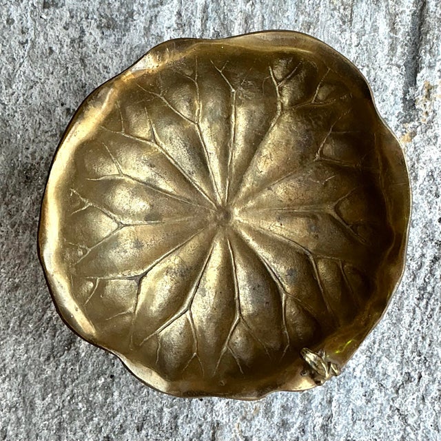 Vintage Boho Brass Lily Pad Bowl For Sale In West Palm - Image 6 of 10