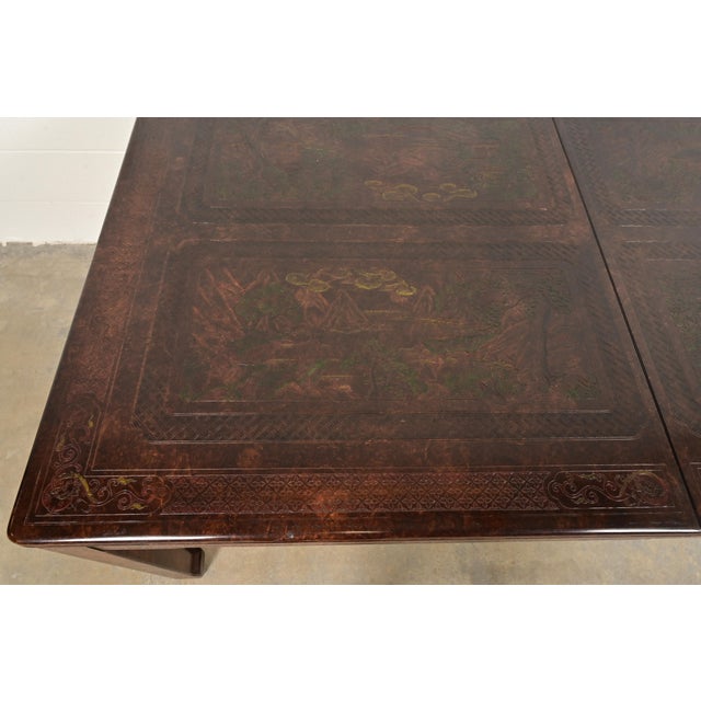 Mario Buatta for John Widdicomb Hollywood Regency Chinoiserie Faux Tortoise Shell Extension Dining Table, Circa 1970s For Sale - Image 10 of 16