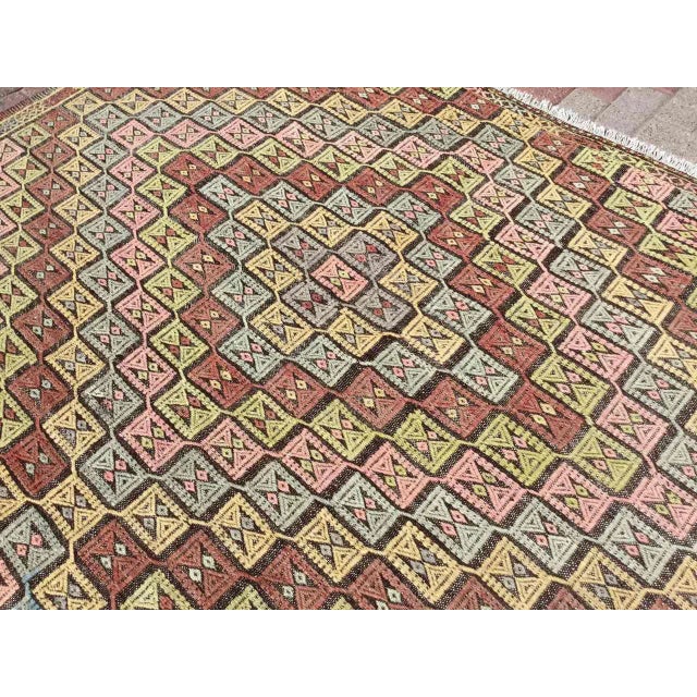 Vintage Pale Turkish Kilim Rug - 82 " X 104" For Sale In Raleigh - Image 6 of 10