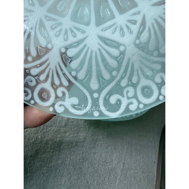 Vintage Higgins Glass Plates Signed Mid Century Modern Frosted Art Glass 7 Inch Dessert Plates - Set of 6 For Sale - Image 12 of 12