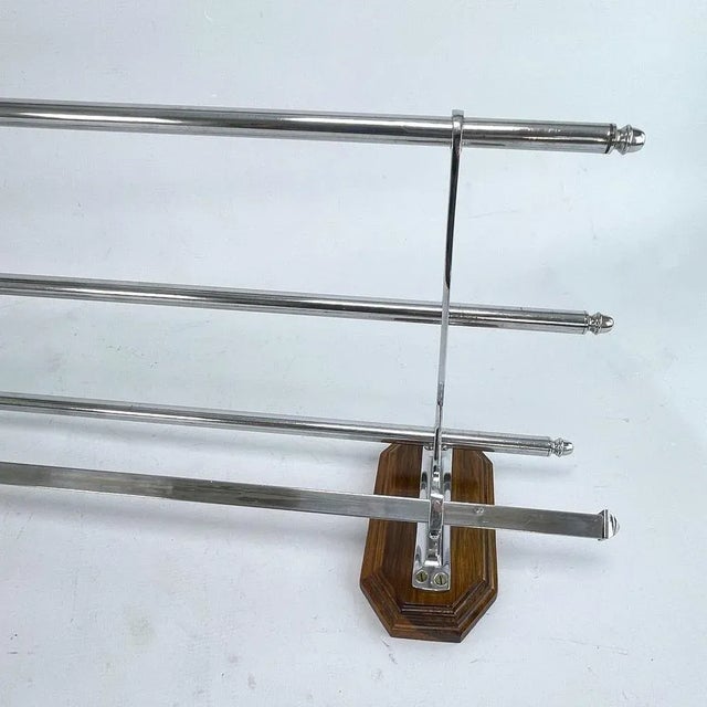 Art Deco Coat Rack in Wood and Chrome, 1930s For Sale - Image 6 of 7