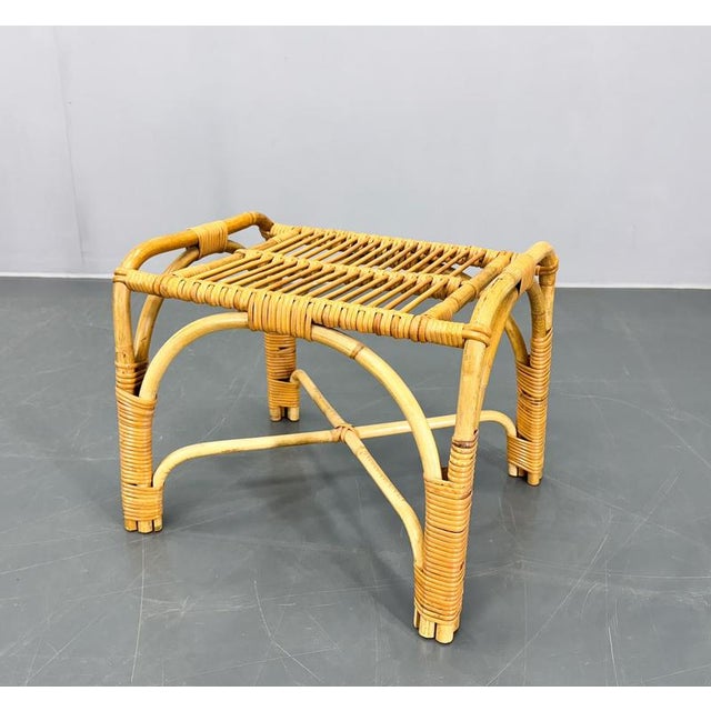 Mid-Century Modern Czechoslovakian Rattan Stool, 1970s For Sale - Image 4 of 11