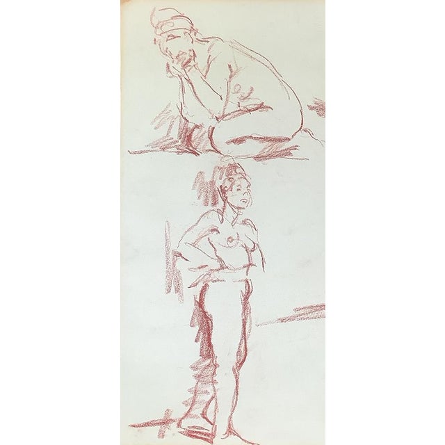 Jan De Ruth 1922 - 1991 Czech-American artist Nudes Pastel 16 x 12.25 in. Signed Framed Traces of tape on left and right...