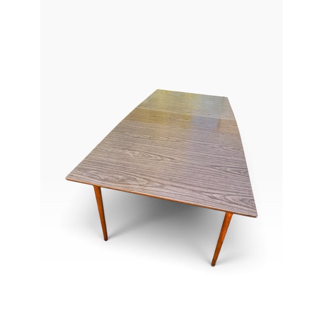 Vintage Mid-Century Modern Formica Extendable Dining Table With Walnut Wood Legs For Sale - Image 9 of 10