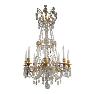 Louis XVI Style Gil Bronze and Crystal Chandelier For Sale