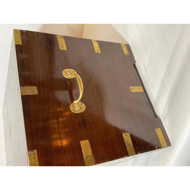Teak and Brass Campaign Trunk For Sale In Boston - Image 6 of 10