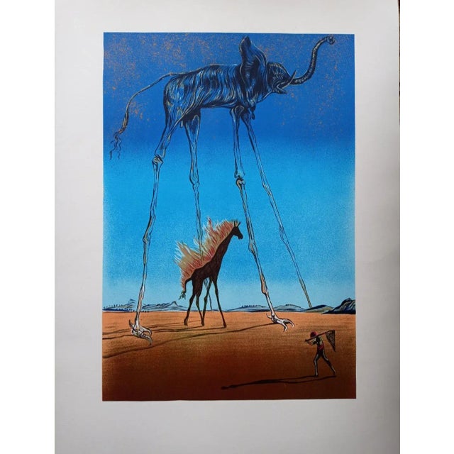 Salvador Dali, Giraffe Rn Flames, unconted lithography, from the Dali Foundation closed in 1999. Width: 76cm Height: 55cm...