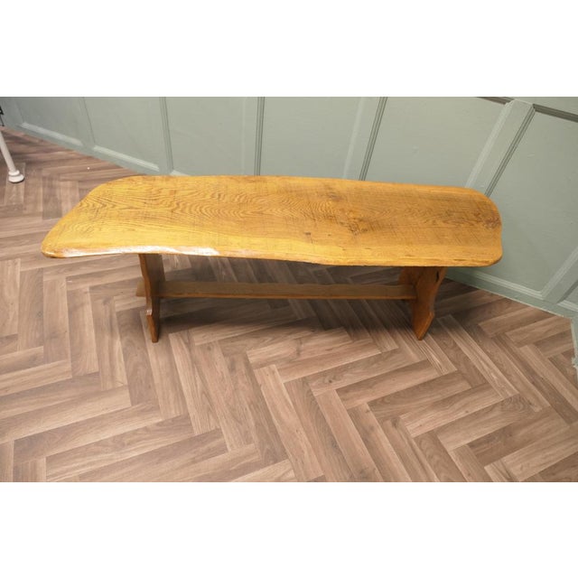 Vintage Hand Carved Live Edge Solid Plank Elm Coffee Table This is a good sturdy country made table, it has an irregular...