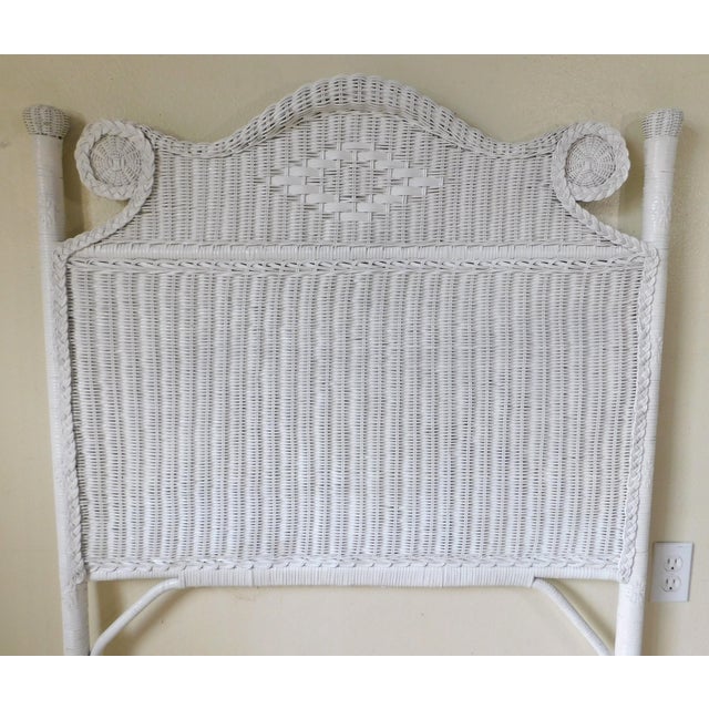 Pair Vintage C1980s Ornate White Wicker Twin Size Headboards For Sale - Image 12 of 18
