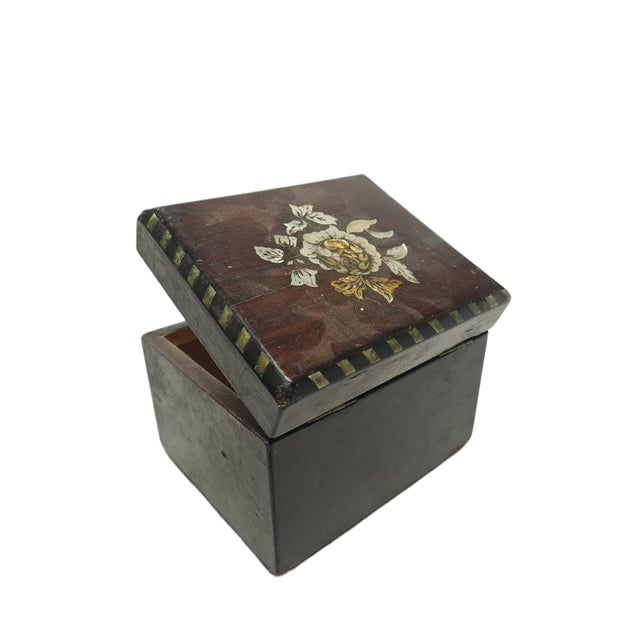 Brown German Art Nouveau Box with Marquetry, 1900s For Sale - Image 8 of 18