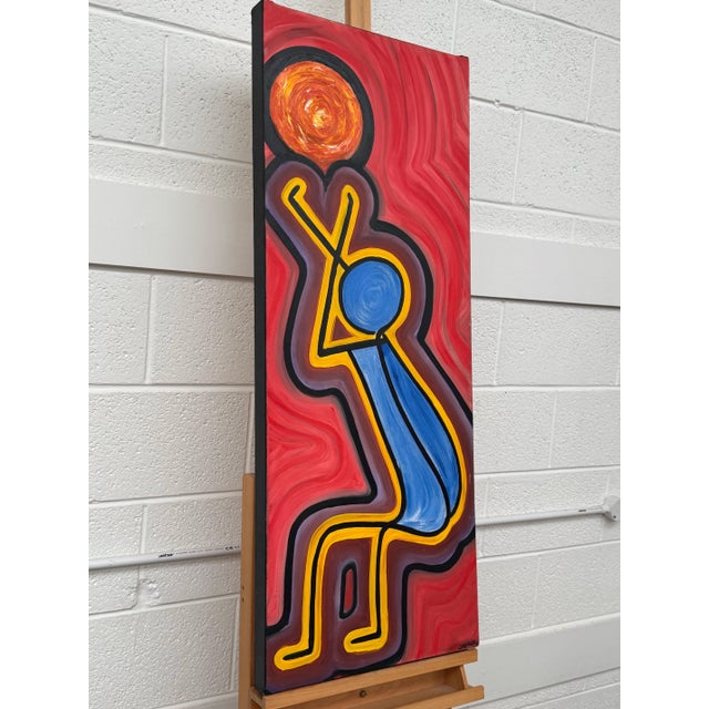 Colourful Abstract Tribal Aboriginal Inspired Oil on Canvas in Portrait Format 2005 For Sale - Image 15 of 18