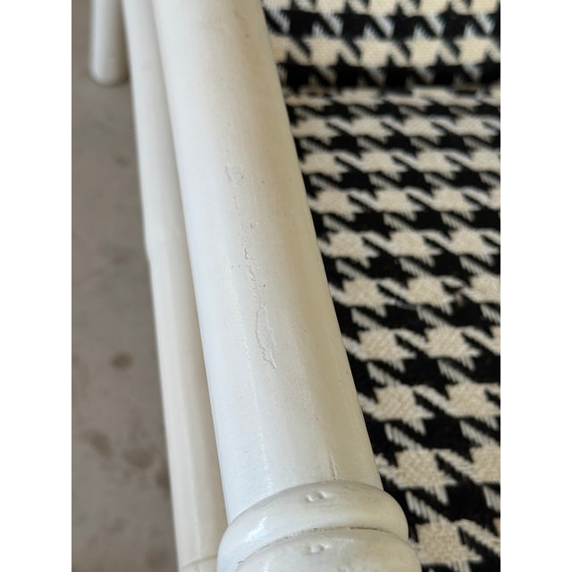 Mid-20th Century Rattan Lounge Chair in the Manner of Ficks Reed With Houndstooth Upholstery For Sale - Image 9 of 12