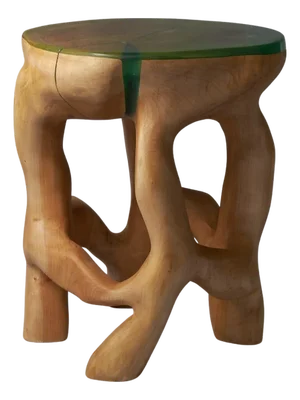 Wood Sculptural Side Table by Logniture