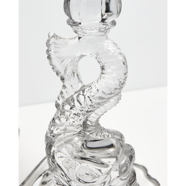 Cambridge Dolphin Fish Clear Glass Candlesticks For Sale - Image 18 of 18