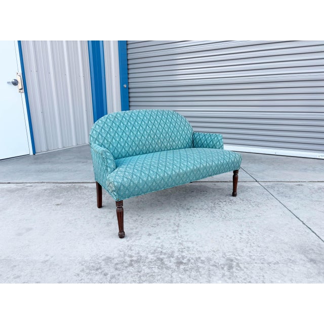 1960s Mid Century Mahogany Loveseat For Sale - Image 4 of 12