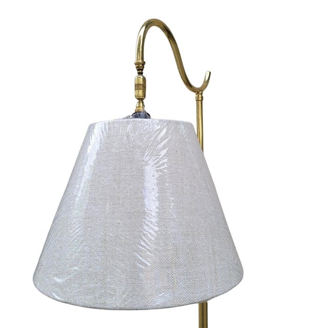 Floor lamp, height adjustable, gold-plated metal, 1970s - Spain Material: Gold-plated metal, fabric Style: Vintage Period:...