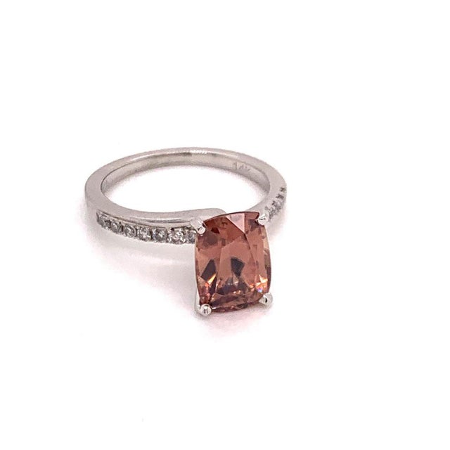 Metal Diamond Zircon Ring 14k White Gold Large 4.45 TCW Women Certified, Size 6.5 For Sale - Image 7 of 9
