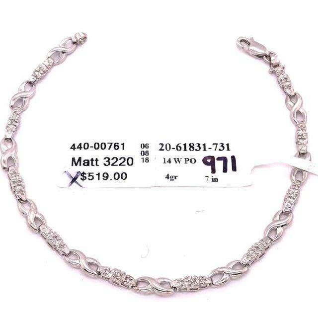 14 Karat White Gold Fashion Bracelet With Round Diamonds For Sale - Image 9 of 9