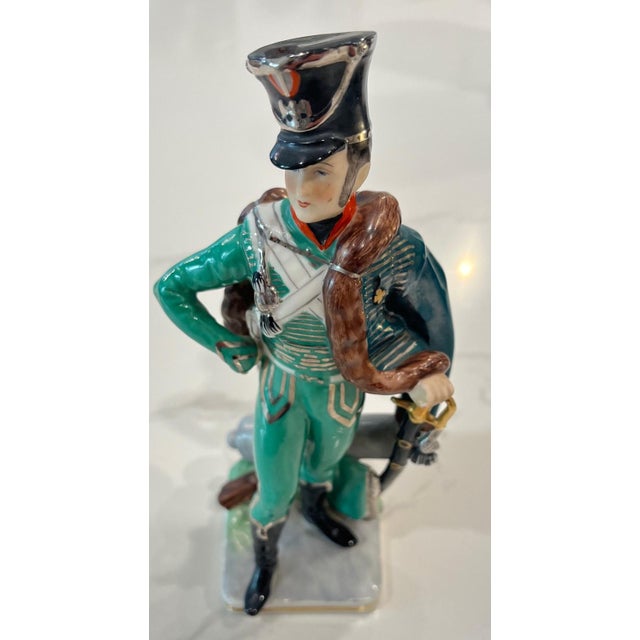 Beautiful Vintage Antique ERNST BOHNE & SOHNE German Porcelain Figurine depicting a French Napoleonic Officer from 1815,...