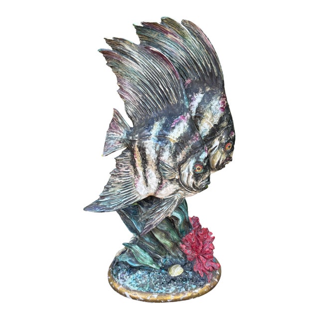 1960s Italian Glazed Porcelain Fish Sculpture For Sale