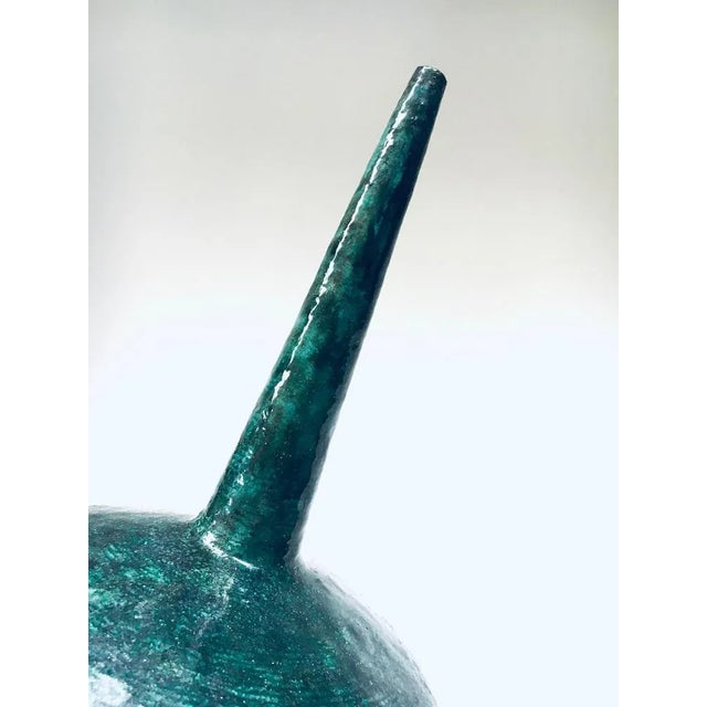 Handmade Art Pottery Ceramic Fluted Vase, Belgium, 1970s For Sale - Image 9 of 10