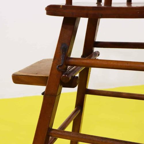 Wooden Children's High Chair with Tray and Footrest For Sale - Image 11 of 13