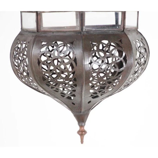 Brown Moroccan Hanging Glass Lantern For Sale - Image 8 of 13