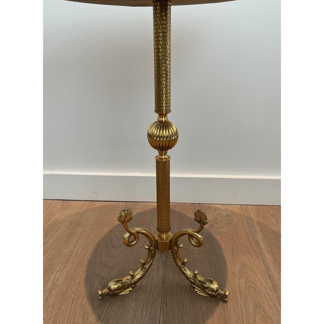 1940s Brass and red celluloid pedestal table by Maison Jansen For Sale - Image 9 of 12