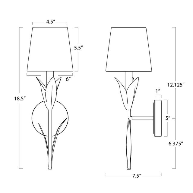 With a botanical influence and a beautiful antique gold leaf finish, the River Reed Sconce is the ideal fixture for any...