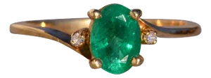 The 178th Avenue: Oval Natural Emerald and Diamond Bypass Ring in Yellow Gold