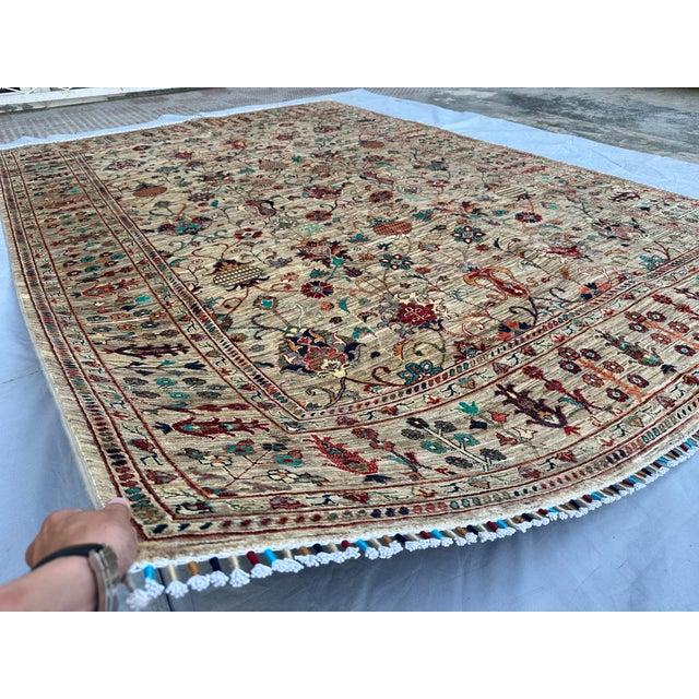 Hand-Knotted Afghan Sultanabad Chobi Wool Area Rug - 7'11" X 11'6" For Sale - Image 6 of 11